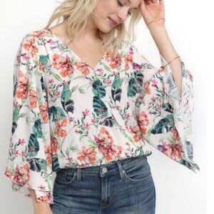 NWT Sanctuary Floral Faux Wrap Blouse | Large